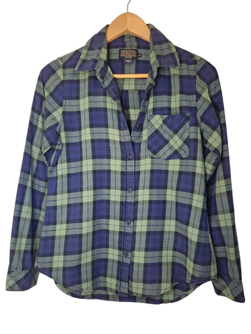 Pendleton Womens Plaid Boyfriend Double Brushed Button Up Flannel Shirt XS